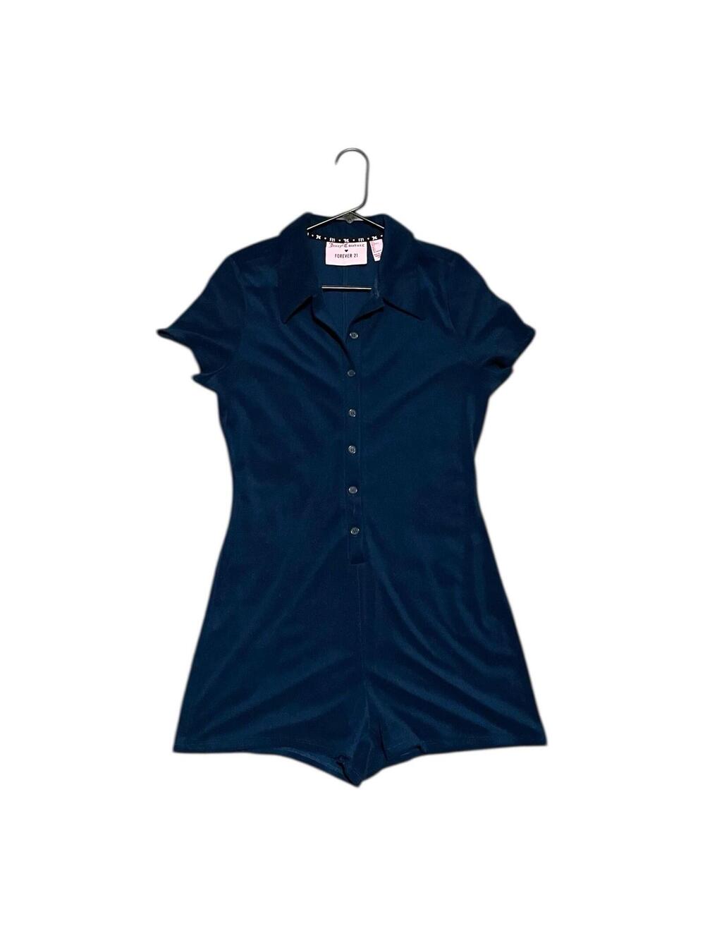 🔥 Juicy Couture x Forever 21 Navy Blue Velour Romper - Y2K Glam! Size Small 🔥